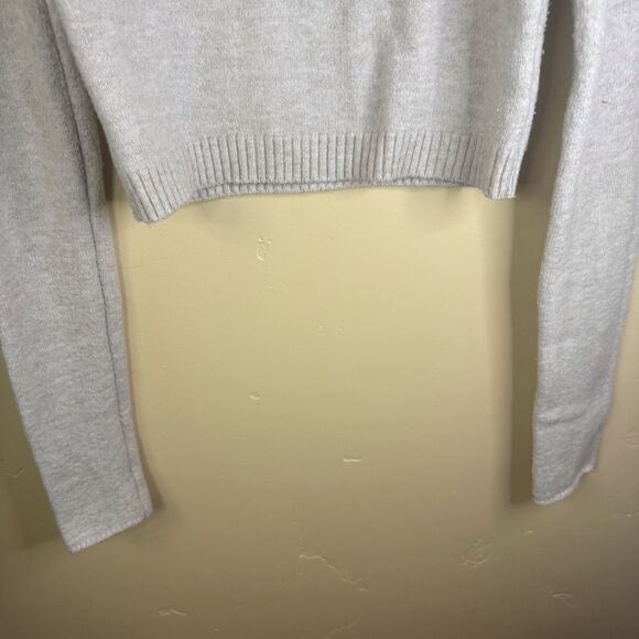 Garage Womens Size Medium Oatmeal Cropped Crew Neck Sweater Long Sleeve Trendy - Picture 5 of 6